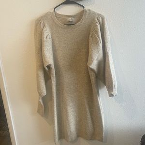 New with tags puff sleeve beige sweater dress